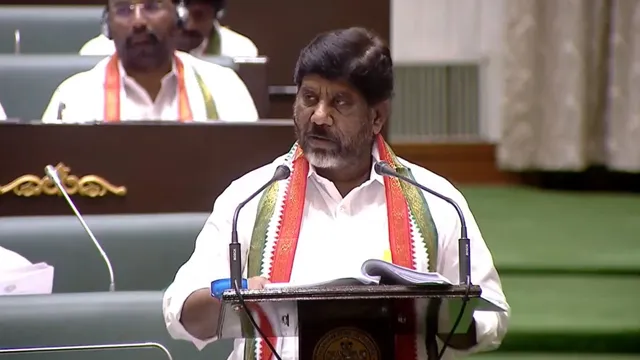 Telangana Finance Minister Mallu Bhatti Vikramarka presents budget in state assembly