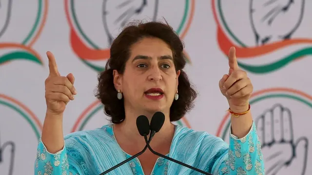 Congress leader Priyanka Gandhi Vadra addresses 'Nyay Sankalp Sabha' for the Lok Sabha elections, in Banaskantha district, Saturday, May 4, 2024