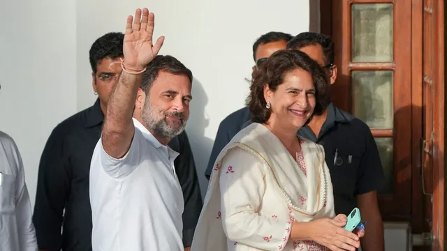 Congress leaders Rahul Gandhi and Priyanka Gandhi Vadra arrive for the INDIA bloc leaders meeting, in New Delhi, on Wednesday, June 5, 2024