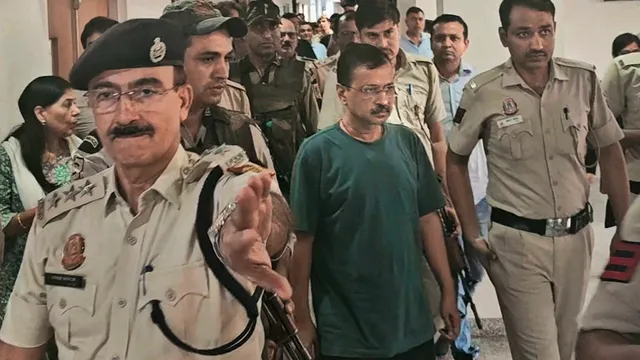 Arvind Kejriwal being produced before the Rouse Avenue Court in connection with a money laundering case related to the Delhi liquor policy, in New Delhi, Wednesday, June 26, 2024.