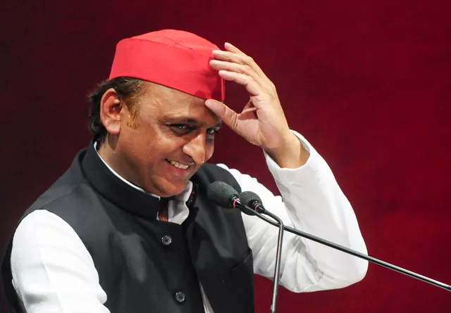 Samajwadi Party President Akhilesh Yadav addresses a press conference at party headquarters, in Lucknow, Monday, June 3, 2024
