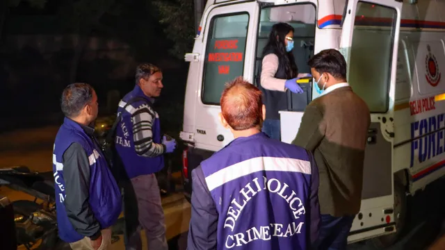 Delhi Police officials at the site after a blast near the Embassy of Israel, in New Delhi, Tuesday, Dec. 26, 2023.