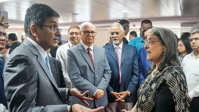Chief Justice of India D.Y. Chandrachud with SEBI Chairperson Madhabi Puri Buch during the inauguration of new office premises of Securities Appellate Tribunal, in Mumbai, Thursday, July 4, 2024.