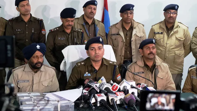 Nainital Senior Superintendent of Police (SSP) Prahlad Narayan Meena addresses a press conference