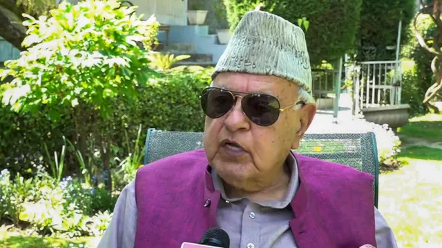 National Conference President Farooq Abdullah speaks with the media, in Srinagar, Sunday, May 5, 2024