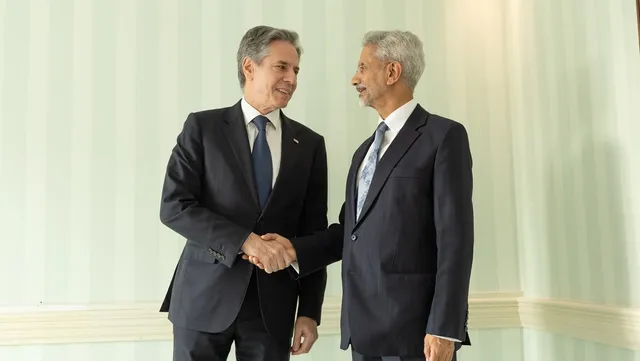 Secretary of State Antony Blinken during his meeting with External Affairs Minister S Jaishankar in Germany