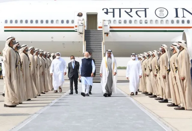 Indian Prime Minister with UAE President and Ruler of Abu Dhabi Sheikh Mohamed bin Zayed Al Nahyan