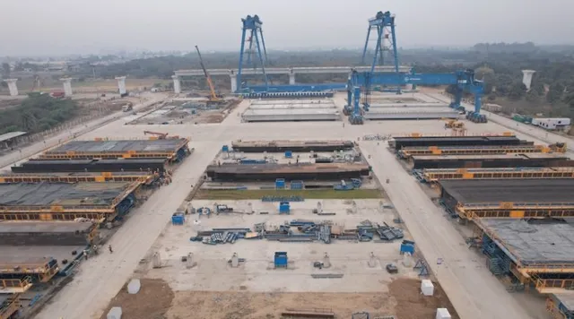 Bullet train track and infrastructure under construction