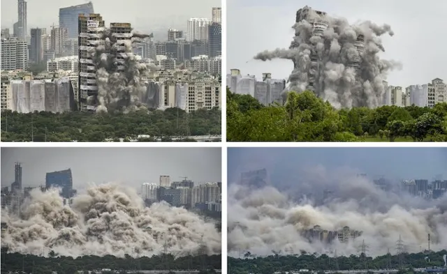 Reduced to rubble and dust â controlled explosions raze Noida towers in seconds