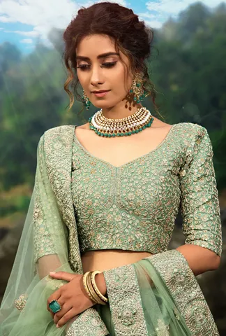  Pastel Pistachio Green Bridal Lehenga