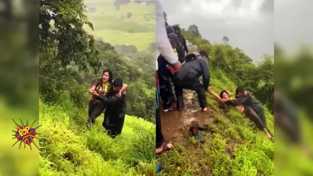 Viral Video: Woman Rescued from Deep Gorge in Satara After Selfie Attempt Gone Wrong