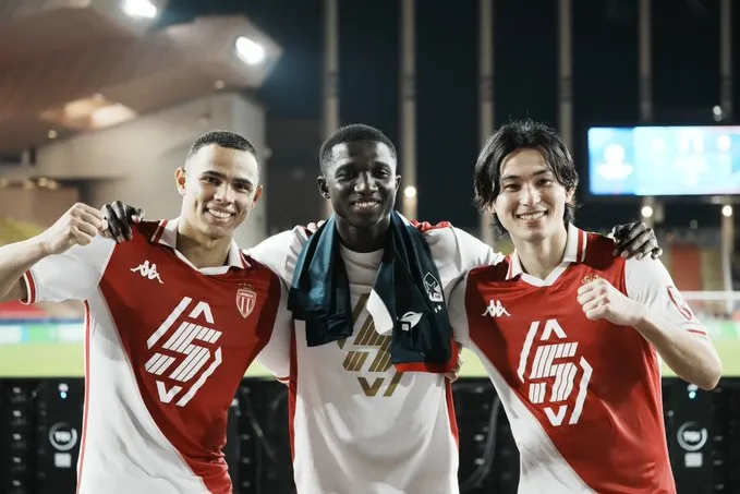 Monaco players after a win in the Champions League-Sportz Point.com