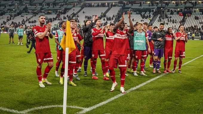 Stuttgart fans celebrate after their champions League win- Sportz Point.com