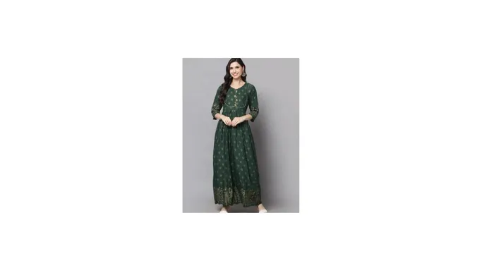 SURHI Women Green Ethnic Motifs Printed Anarkali Kurta