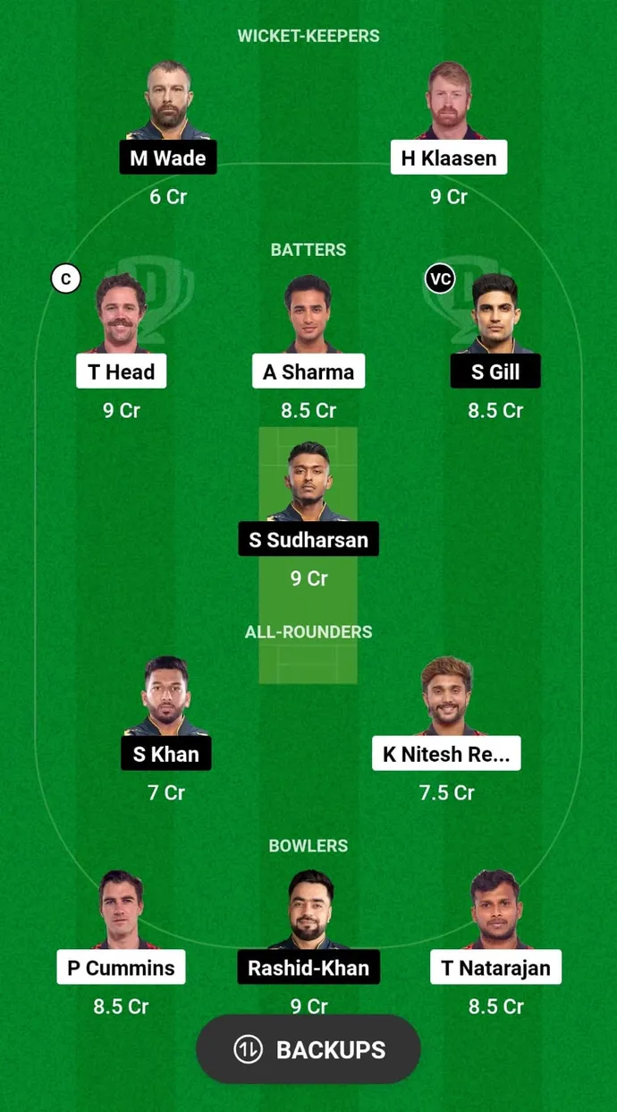 SRH vs GT Fantasy XI Prediction