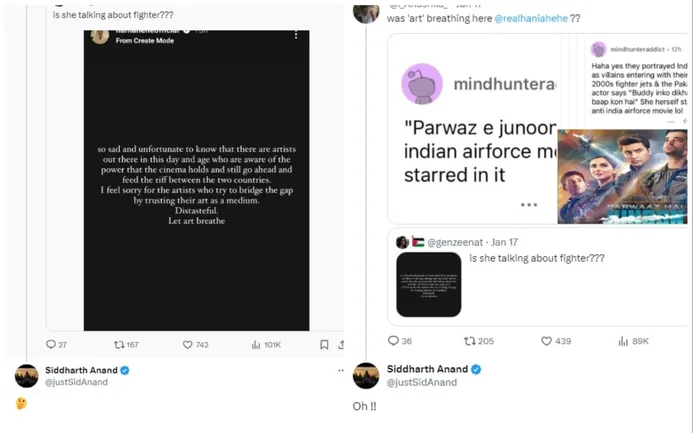 Director Siddharth Anand indirectly responds to criticism of Fighter by Pakistani actors and their concern about anti-Pakistan content in his film.