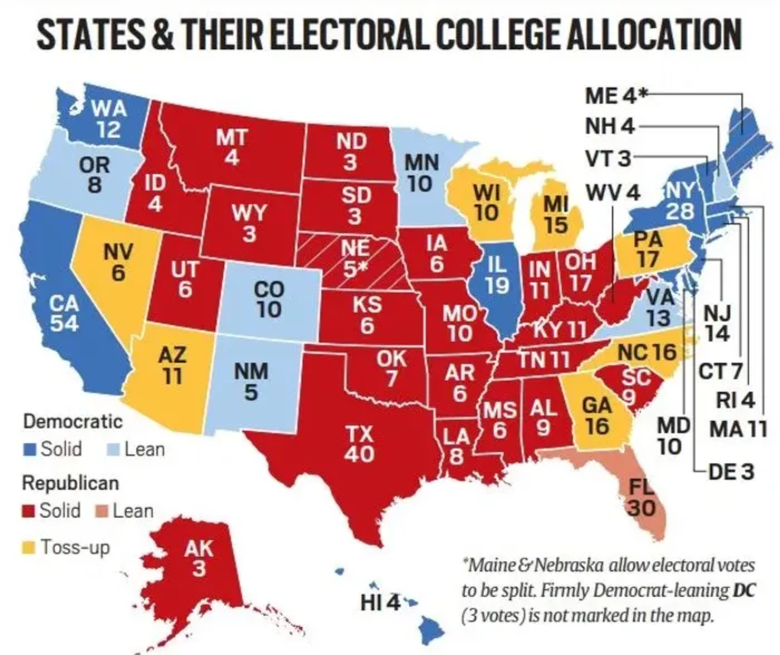 യുഎസ് ഇലക്ടറൽ മാപ്പ്.