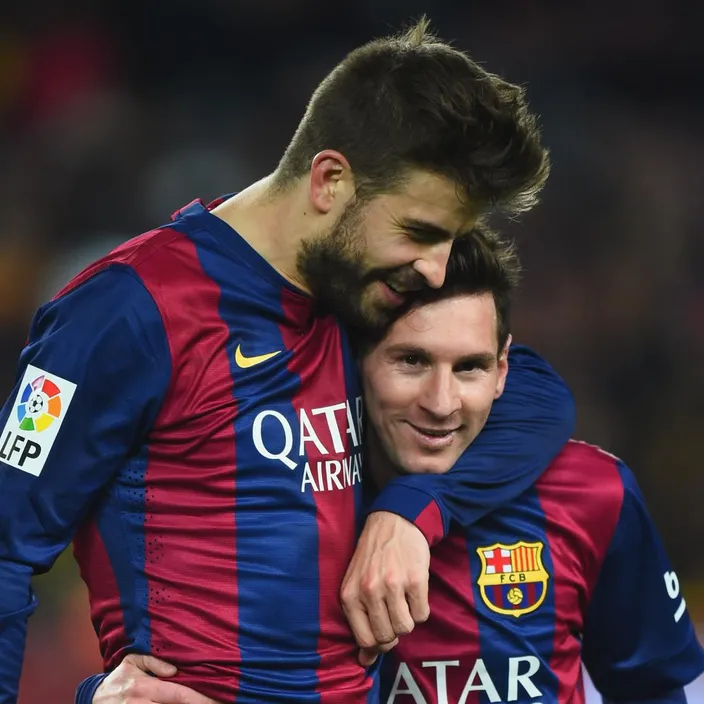 Football Facts: Pique and Messi celebrating a La Liga victory