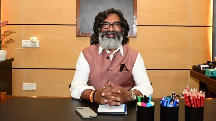 Hemant Soren assumes office after his swearing-in ceremony, in Ranchi.