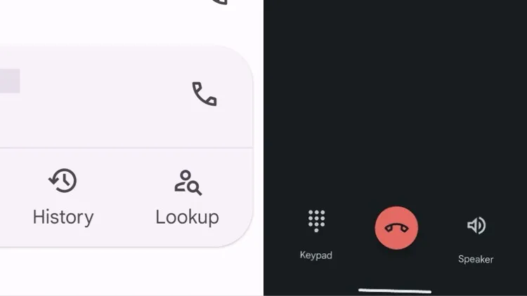 Lookup feature in Google Pixel (Left) & Emergency Calling UI Update (Right)