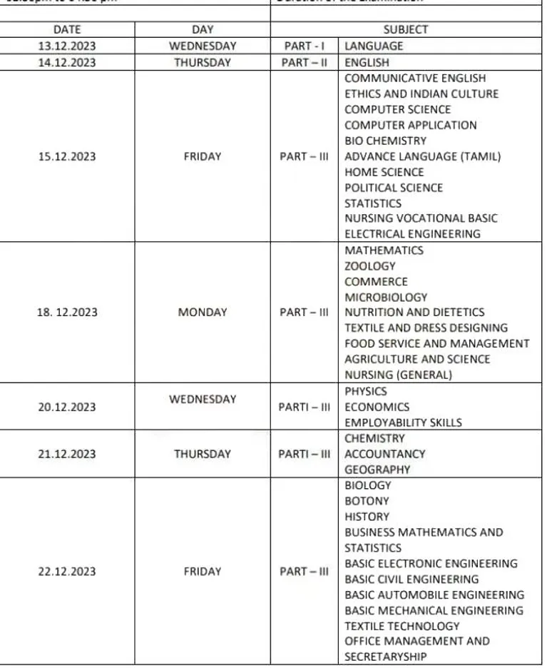12th time table 1