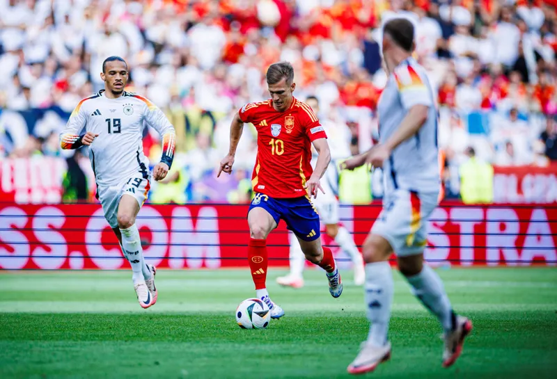 Spain vs Germany: Dani Olmo in action against Germany