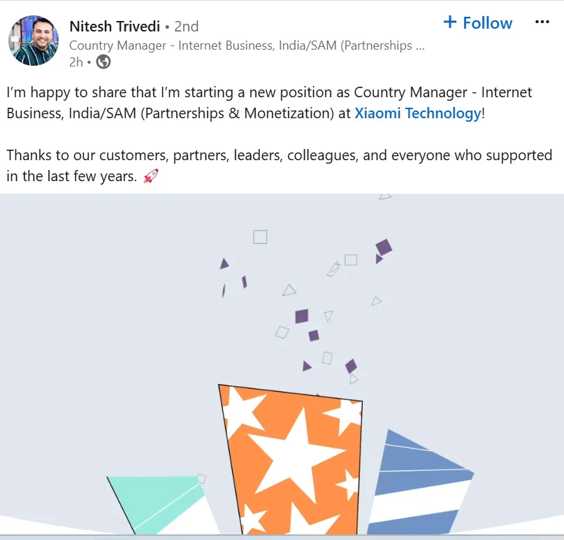 Nitesh Trivedi's LinkedIn post