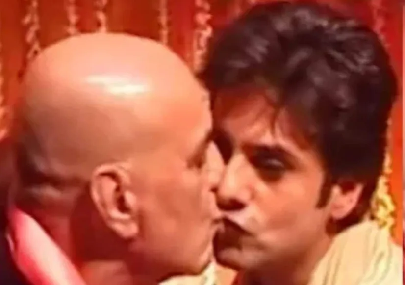 Feroz Khan kissing son Fadeen Khan