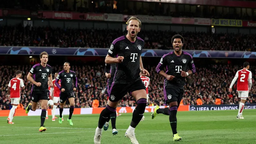 Arsenal vs Bayern: Harry Kane celebrates scoring their second goal 