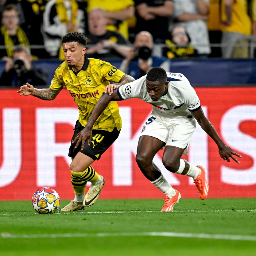 PSG vs Dortmund: Sancho and Nuno Mendes in action