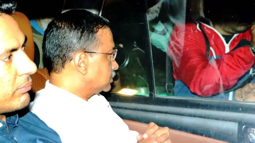 Delhi Chief Minister Arvind Kejriwal being taken to the Enforcement Directorate office in an excise policy-linked money laundering case, in New Delhi, Thursday, March 21, 2024.