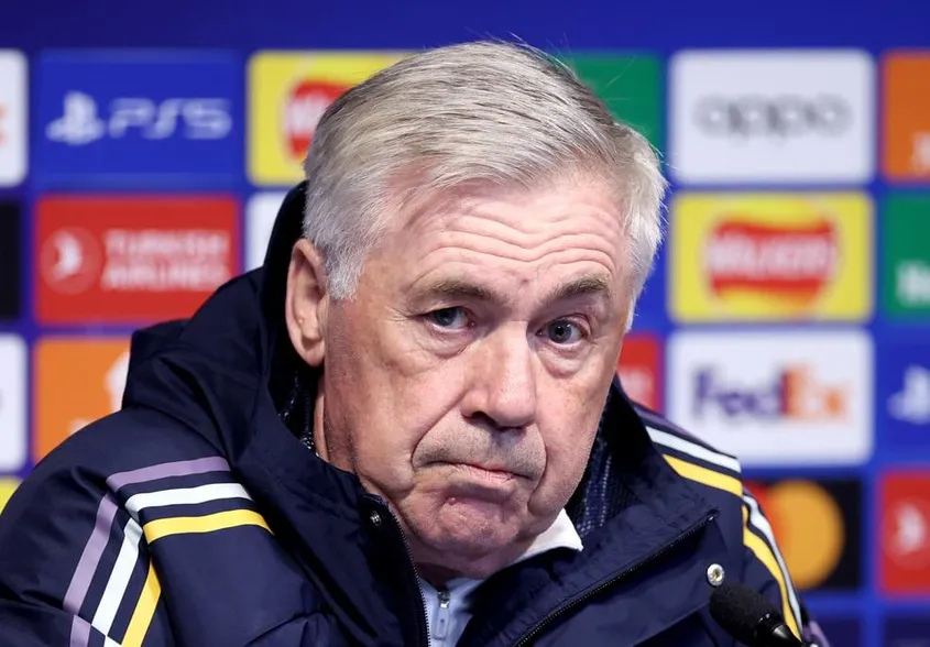 Real Madrid boss Carol Ancelotti during the press conference before the Man City vs Real Madrid clash in Manchester. | sportzpoint