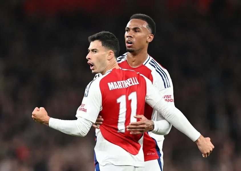 Gabriel Martinelli after his goal for arsenal- Sportz Point.com