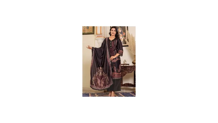 Vbuyz Paisley Printed Gotta Patti Muslin Pakistani Style Kurta 