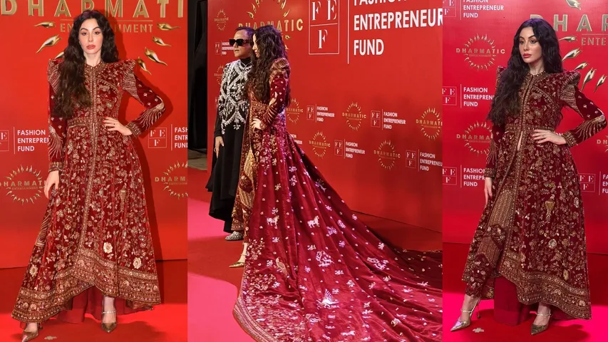Giorgia Andriani's Bold Red Velvet Look 5000 Man-Hours of Craftsmanship