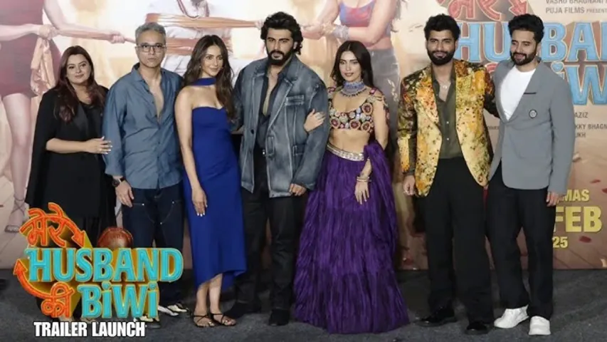 ‘Mere Husband Ki Biwi’ Trailer Launch Event Bhumi Pednekar and Rakul Preet Singh fight for Arjun Kapoor in ‘love circle’