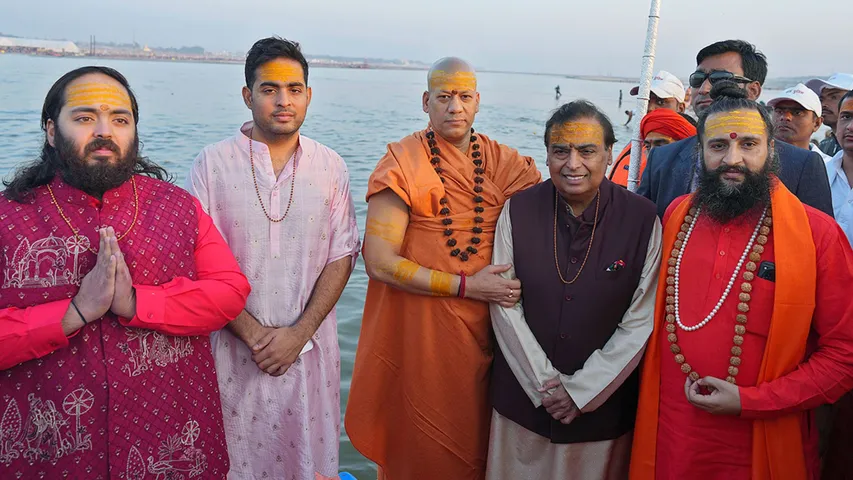 Maha Kumbh 2025 Ambani Family’s Four Generations Take a Holy Dip at Maha Kumbh Sangam