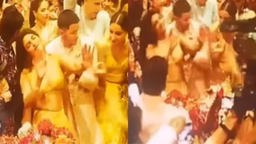Ananya Panday Playfully Shoves Nick Jonas at Anant Ambani's Wedding
