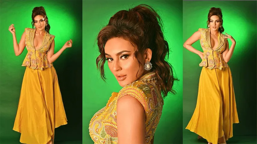 Seerat Kapoor Wows in Embroidered Yellow Cord-Set Worth ₹2.46 Lakh