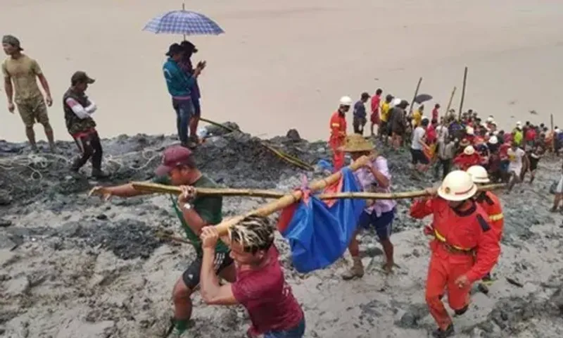 A landslide at a Myanmar jade mine has left dozens of people missing