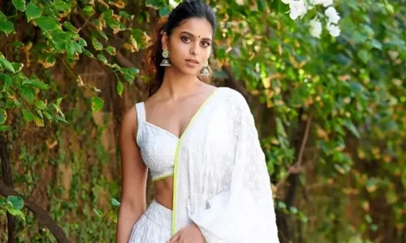 Suhana Khan in white Manish Malhotra lehenga and jhumkis nails ethnic fashion yet again