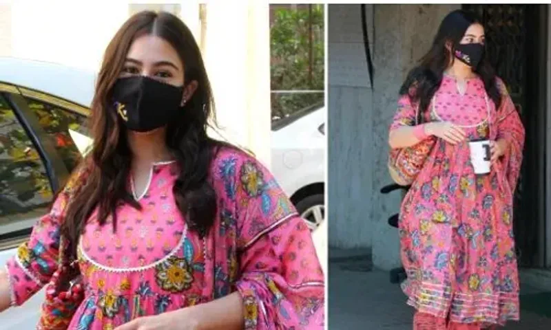 Sara Ali Khan shows pink is all it takes to pretty up your day in a floral printed Anarkali set