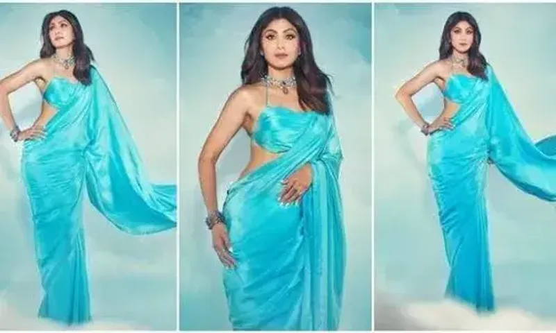 Shilpa Shetty's enthralling blue saree look is a gorgeous combination  of colour and craftsmanship