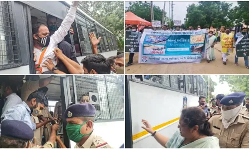 Vadodara City-District Congress protest against state government food distribution program