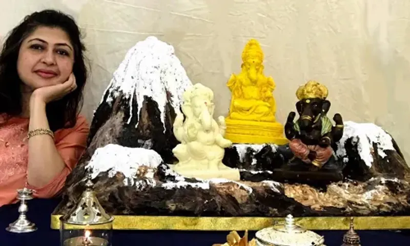 Mumbai artist create Tridev Ganpati made from chocolate, kheer and Haldi milk this year