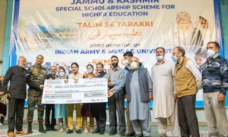 Indian Army felicitates students of J&K to pursue higher education at Mewar university