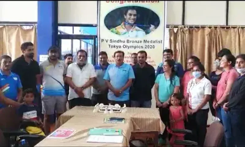Sindhu's achievement of winning, celebrated by the Vadodara District Sports Training Center