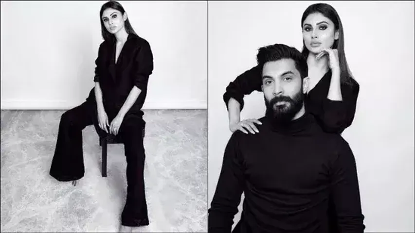 Mouni Roy's black pantsuit style with 'co-conspirator' Suraj Nambiar stuns fans