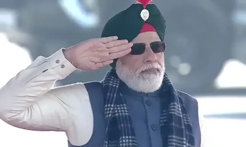 PM Narendra Modi inspects the Cariappa Ground's 'Guard of Honour'