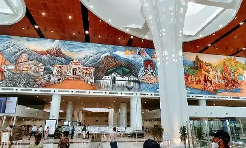 Vadodara artists designs and curated India's largest Art wall mural at the new terminal building of Dehradun Airport